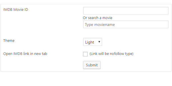 IMDB Movie WordPress Plugin Options